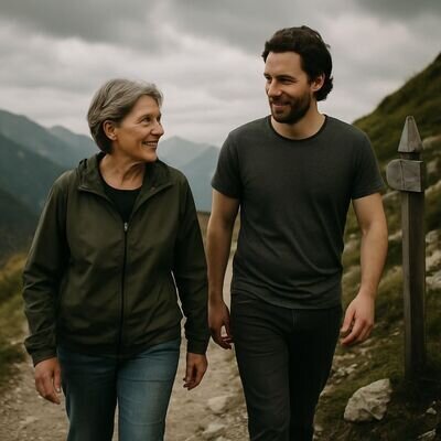 Due persone parlano lungo un sentiero in natura, con un&rsquo;atmosfera di supporto e chiarezza.