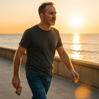 Una persona cammina all&rsquo;aperto tenendo in mano una carta, suggerendo decisione e autonomia.