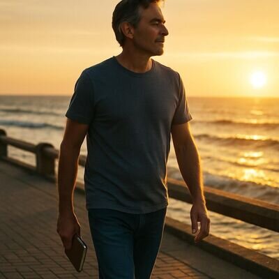 Una persona cammina all&rsquo;aperto al tramonto, riflettendo sulle proprie decisioni.