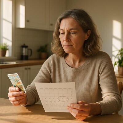 Persona adulta riflette serenamente su una finestra temporale invece che su una data precisa.