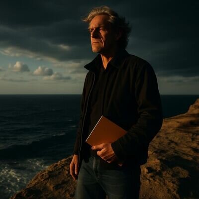 Una persona adulta osserva il mare da una scogliera, in un momento di riflessione e calma interiore.