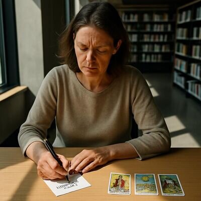 Una persona si prepara a un consulto con un atteggiamento calmo e concreto, concentrandosi su domande chiare.