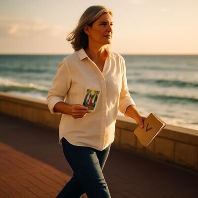 Persona cammina all&rsquo;aperto con taccuino in mano, luce netta e aria fresca: integrare e trasformare in azione.