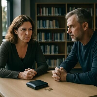 Due persone in un interno luminoso discutono con calma, suggerendo il tema dei confini e del valore nelle relazioni.