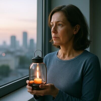 Una persona osserva una piccola fiamma come simbolo di emozioni intense da comprendere.