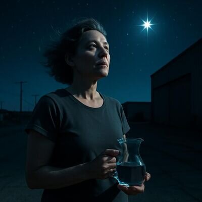 Una persona contempla il cielo notturno come simbolo di direzione e speranza.